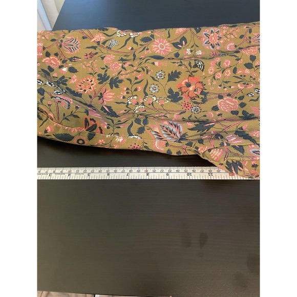 Sundance Madora Pants Womens M Olive Green Floral Drawstring Pockets Artsy Boho - Picture 7 of 9